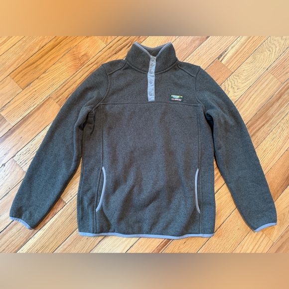 LL Bean Better Sweater Fleece Snap Collar Jacket Grayish Green Women’s Size S - Picture 2 of 13